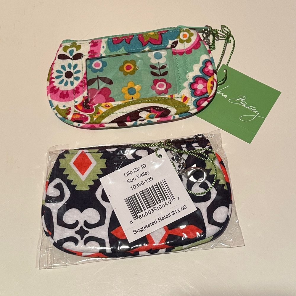 Vera Bradley NWT Clip Zip IDs - Set of 2 (Tutti Fruitti and Sun Valley)